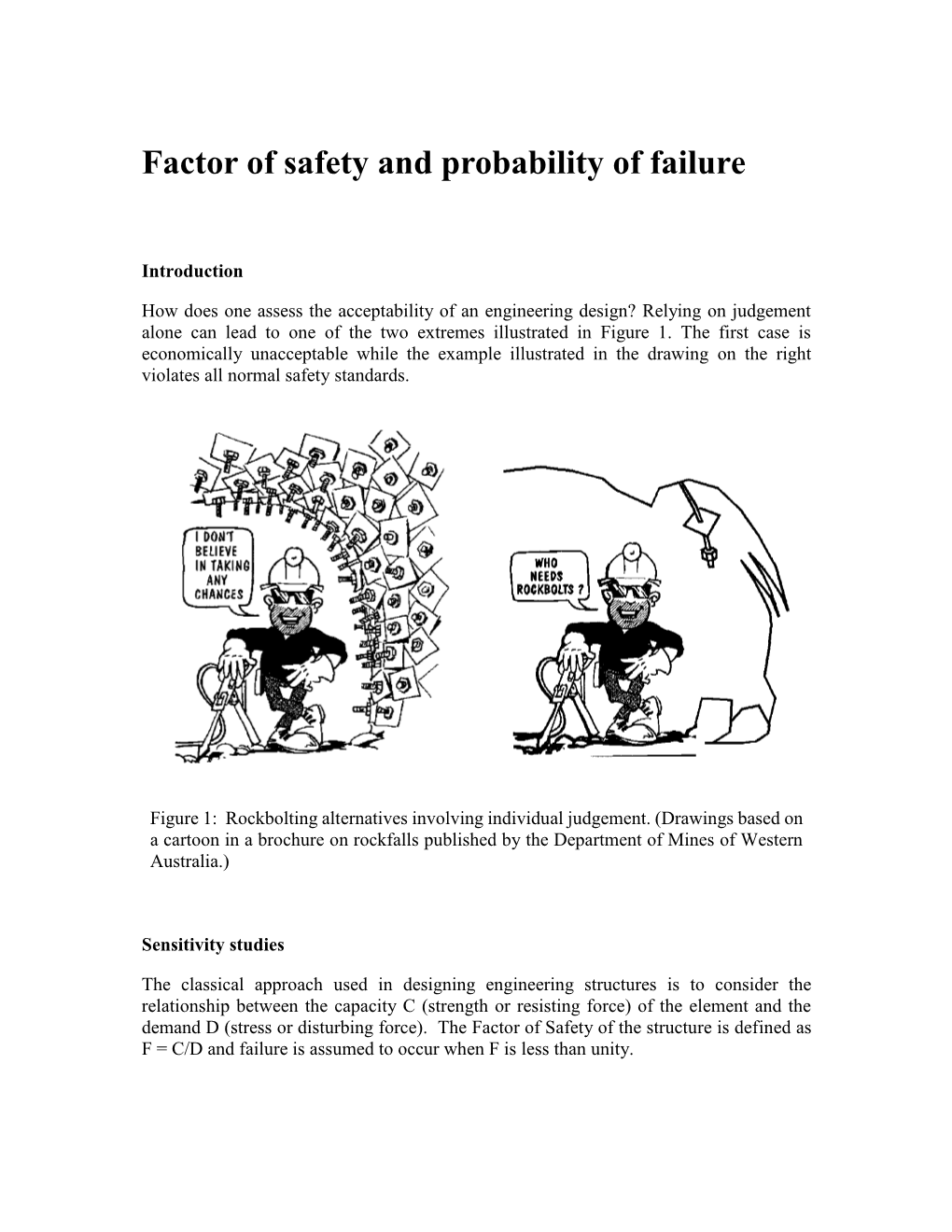 Factor of Safety and Probability of Failure