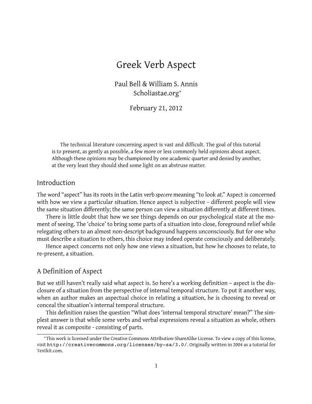 Greek Verb Aspect