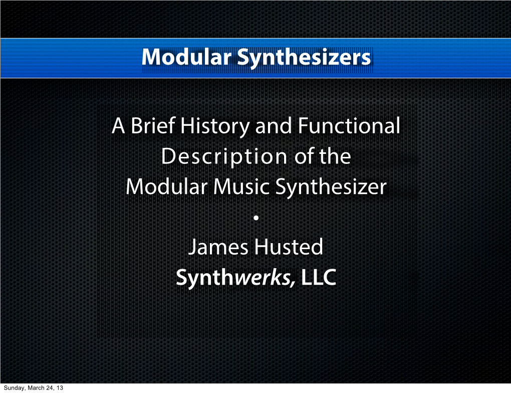 Modular Synthesizers