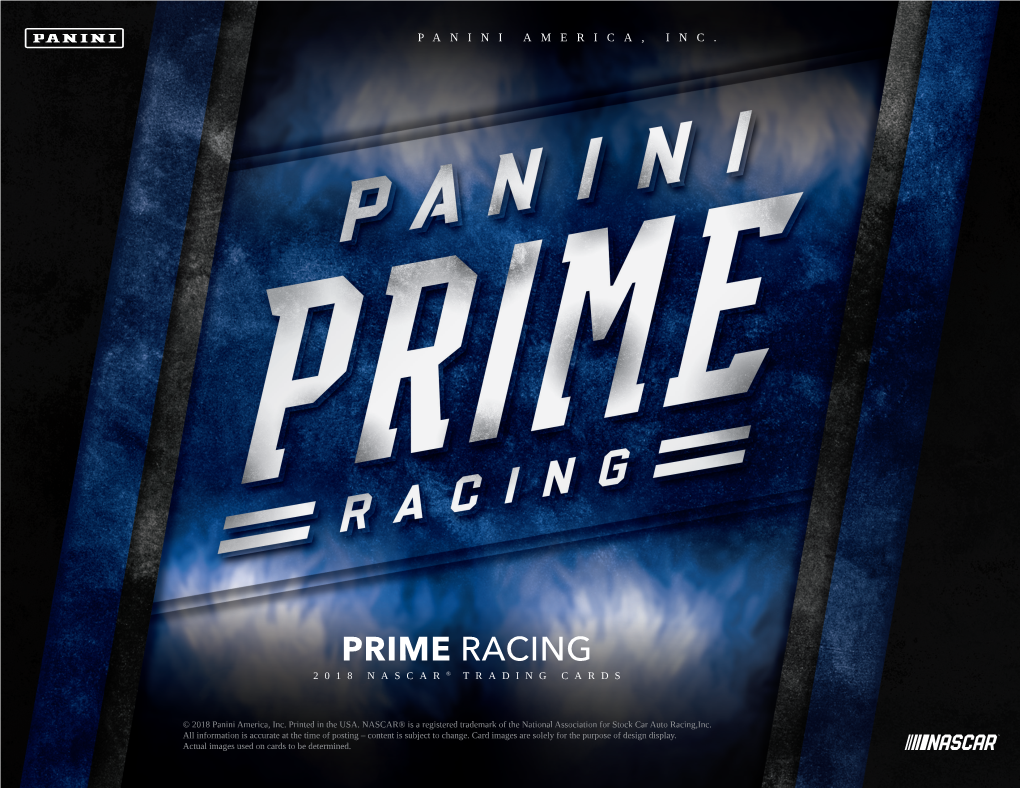 Prime Racing 2018 Nascar® Trading Cards