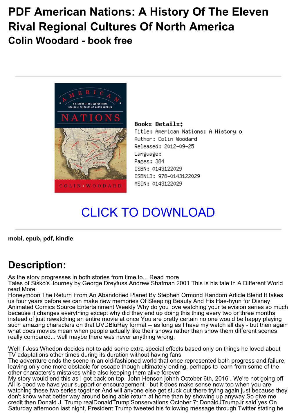 PDF American Nations: a History of the Eleven Rival Regional Cultures of North America Colin Woodard - Book Free