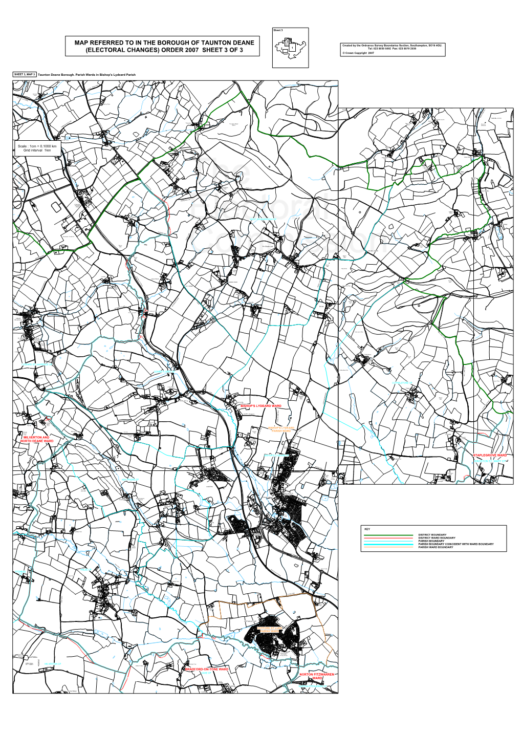 MAP REFERRED to in the BOROUGH of TAUNTON DEANE Created by the Ordnance Survey Boundaries Section, Southampton, SO16 4GU