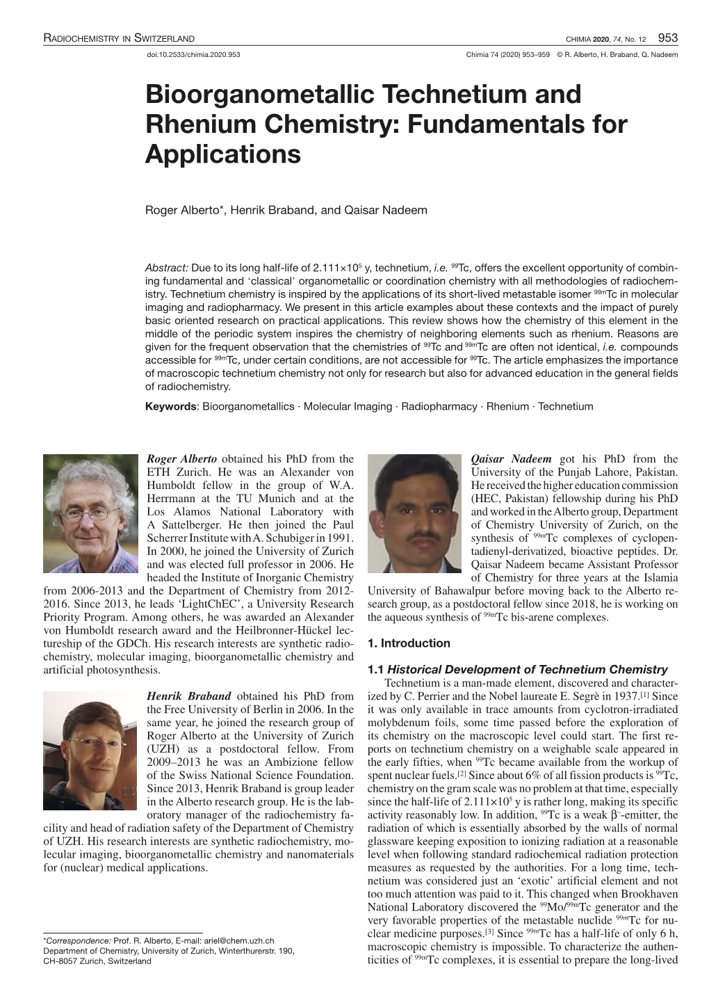 Bioorganometallic Technetium and Rhenium Chemistry: Fundamentals for Applications