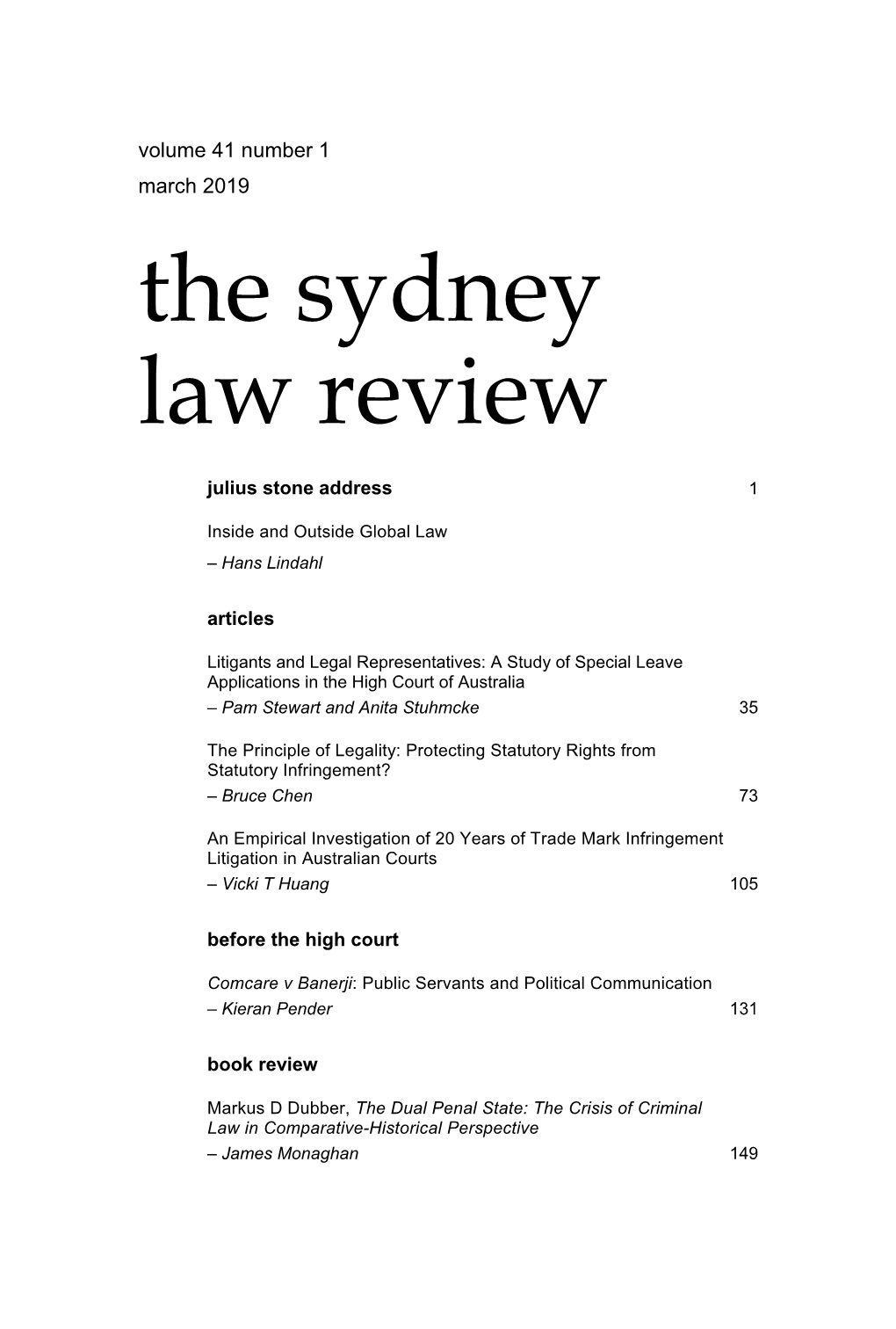 The Sydney Law Review