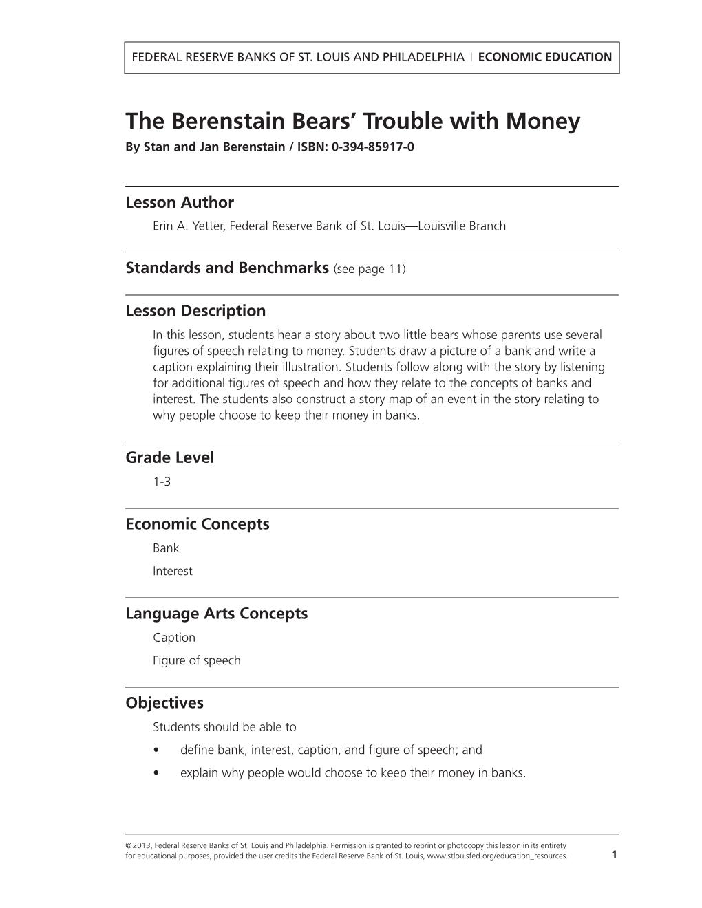 The Berenstain Bears' Trouble with Money