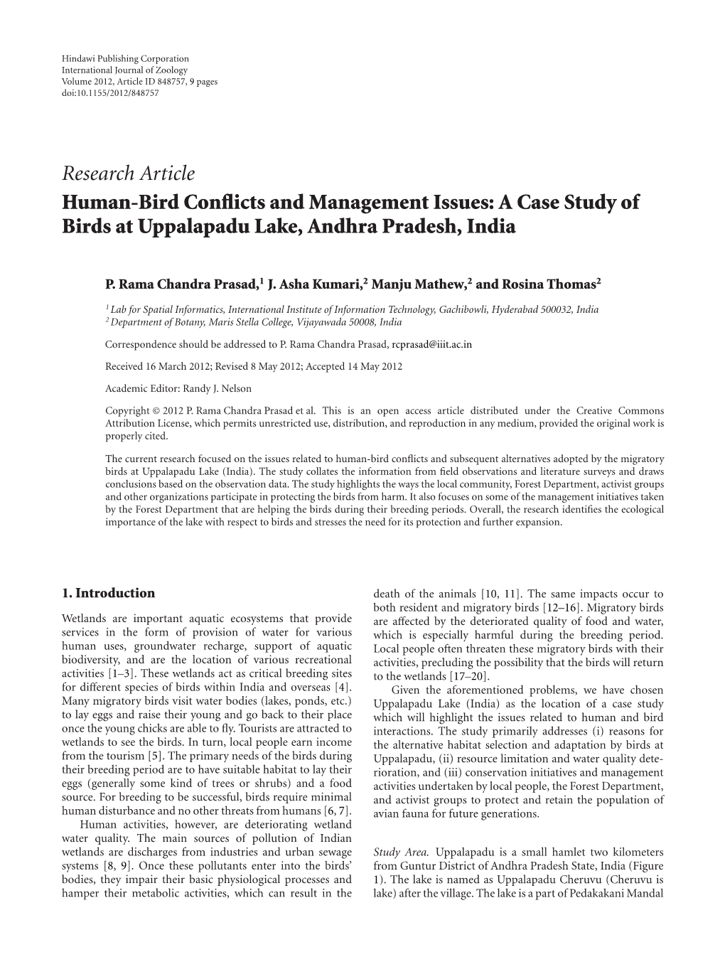 Human-Bird Conflicts and Management Issues: a Case Study