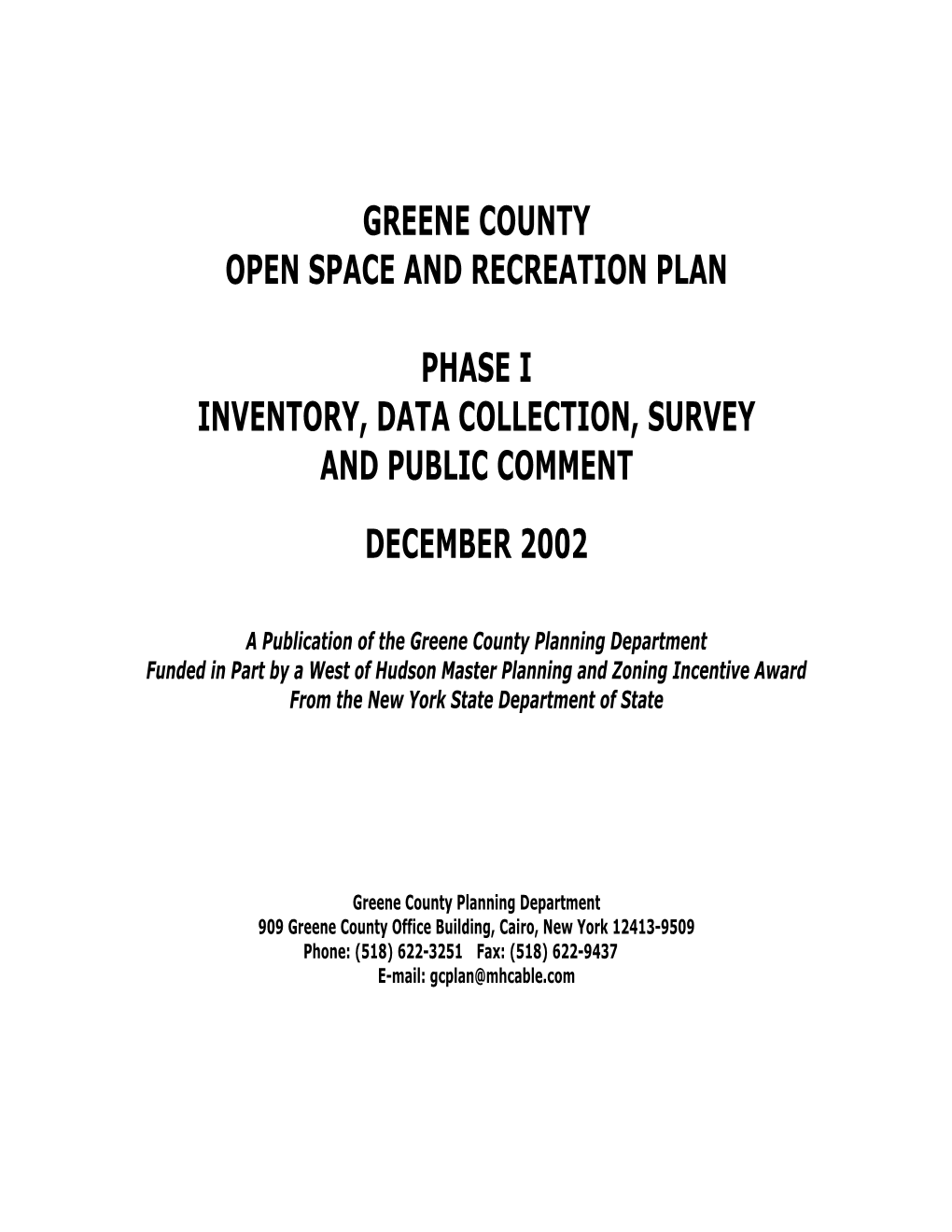 Greene County Open Space and Recreation Plan