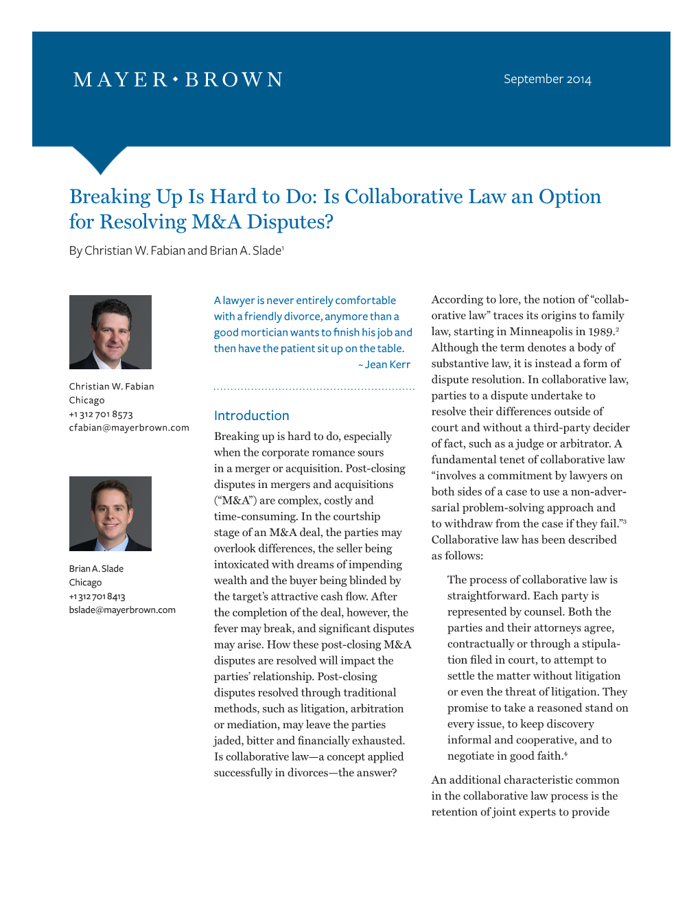 Is Collaborative Law an Option for Resolving M&A Disputes?