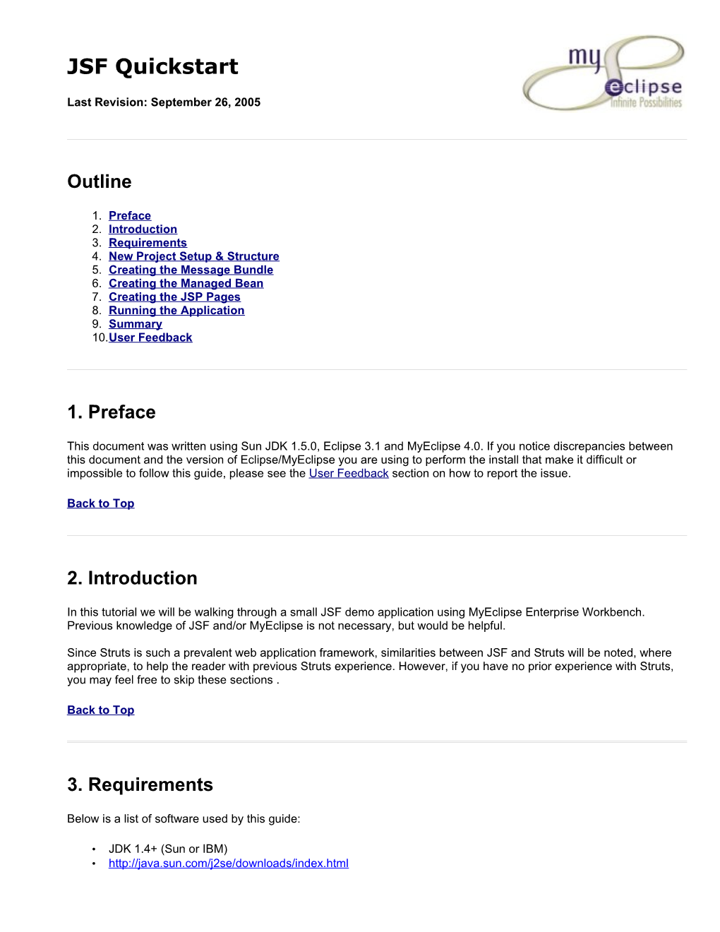 JSF Quickstart -- Myeclipse Enterprise Workbench