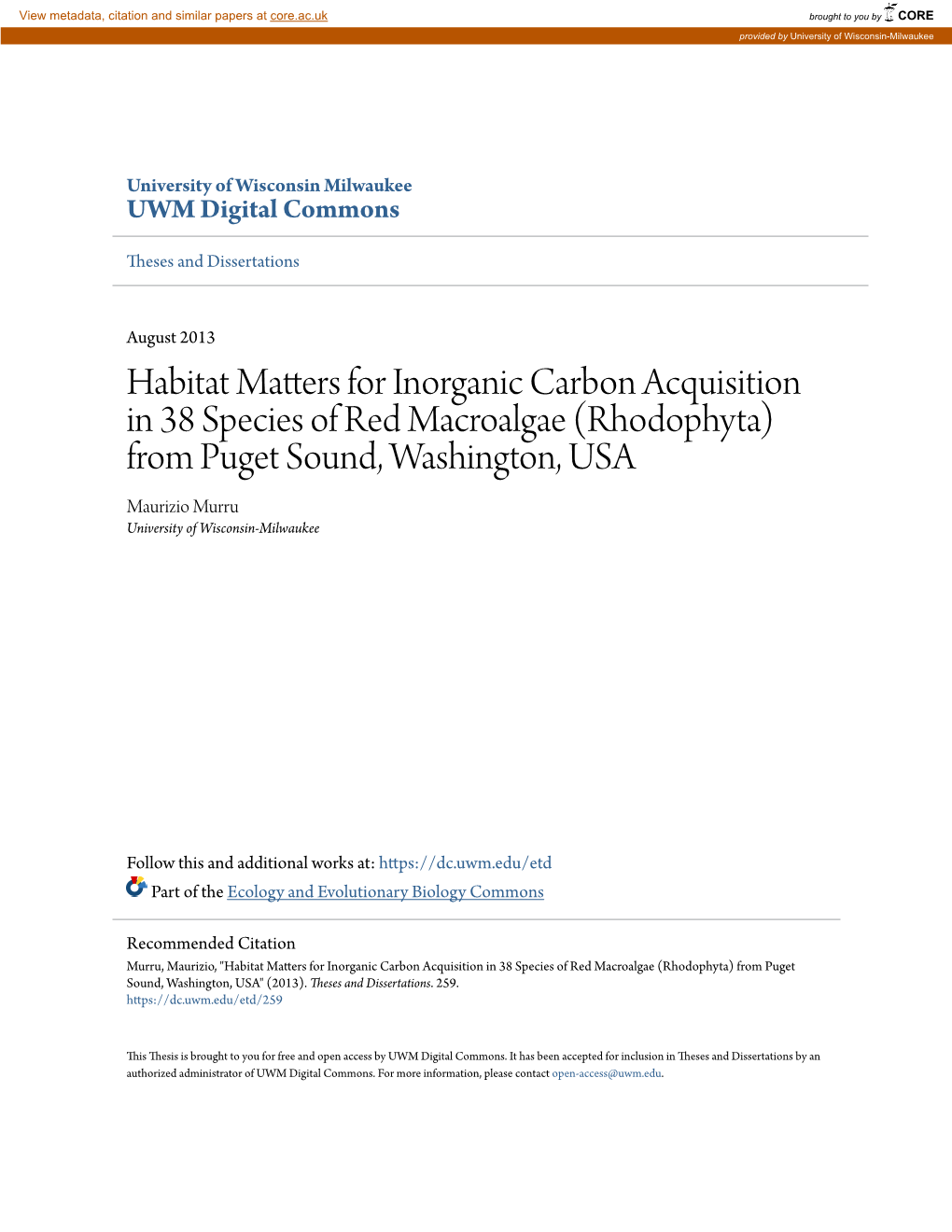 Habitat Matters for Inorganic Carbon Acquisition in 38 Species Of