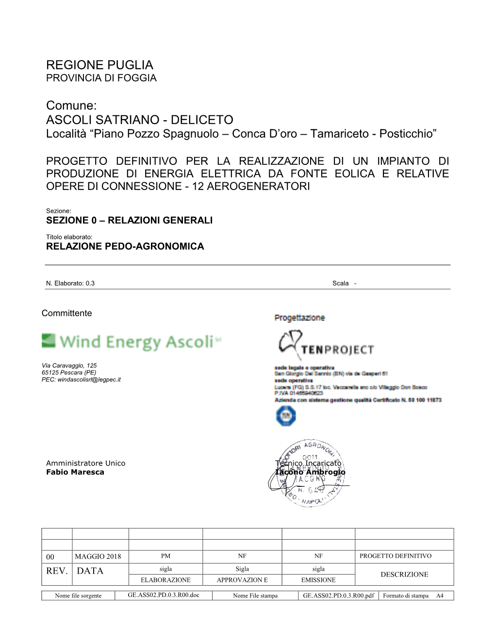 REGIONE PUGLIA Comune: ASCOLI SATRIANO