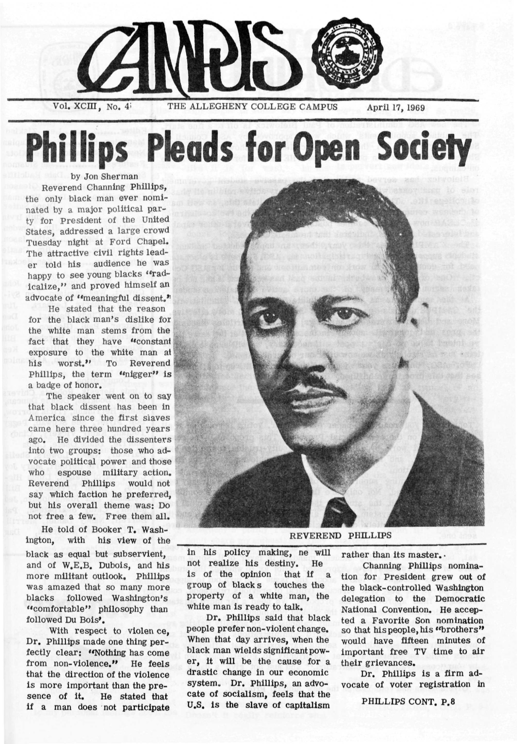 Phillips Pleads for Open Society
