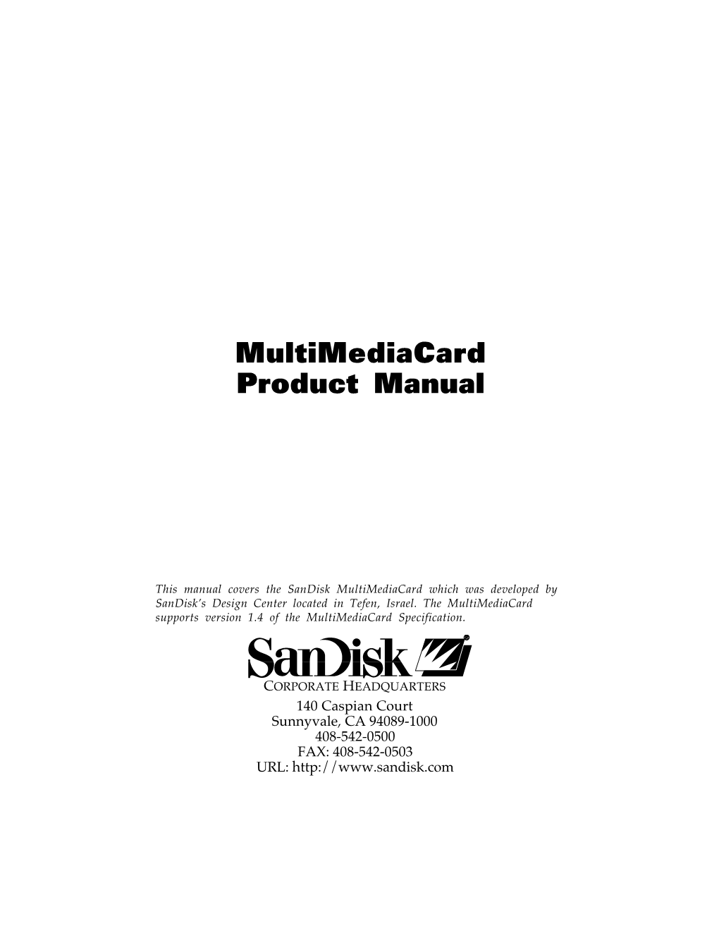 Multimediacard Product Manual