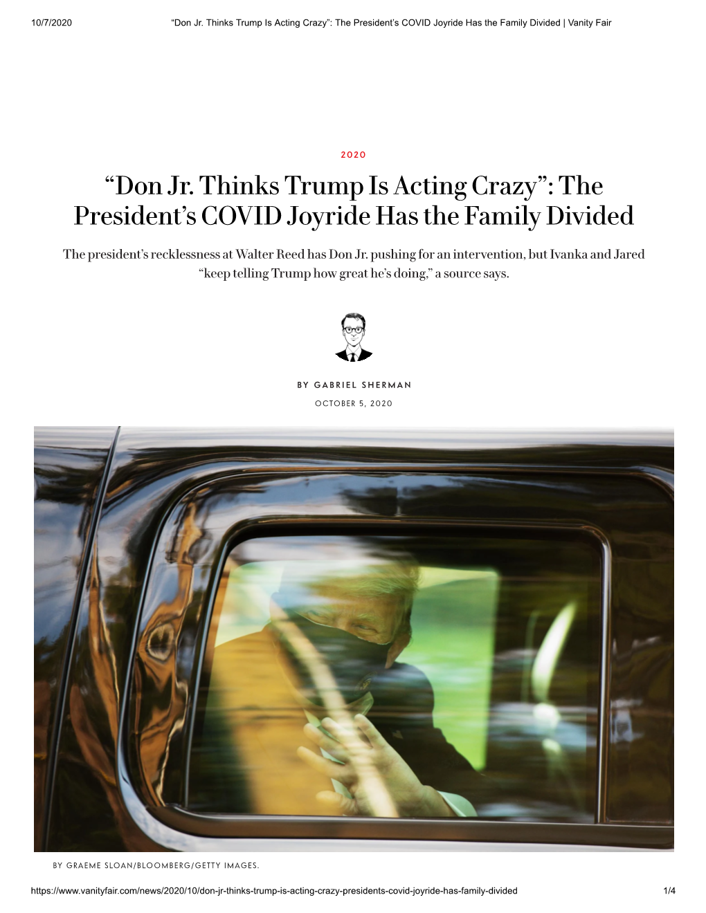 Don Jr. Thinks Trump Is Acting Crazy”: the President’S COVID Joyride Has the Family Divided | Vanity Fair