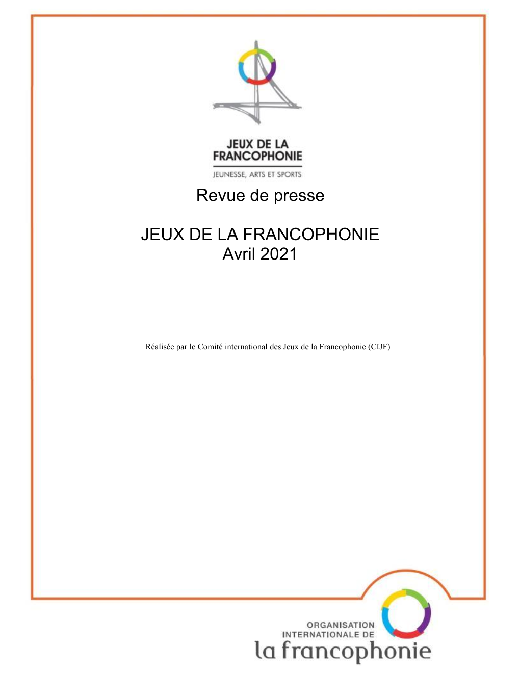 Revue De Presse JEUX DE LA FRANCOPHONIE Avril 2021