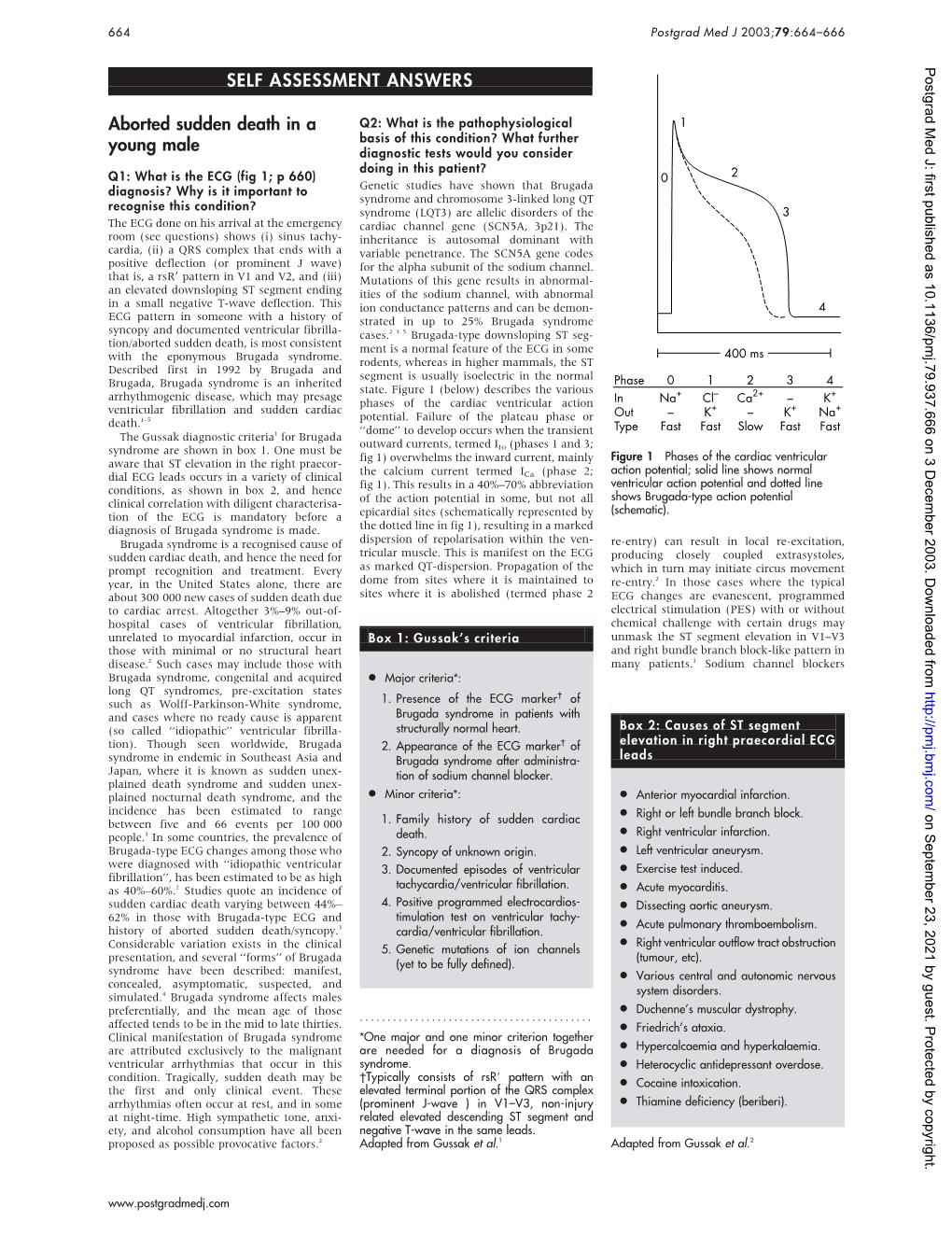 Aborted Sudden Death in a Young Male SELF ASSESSMENT