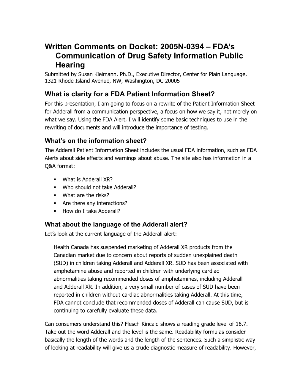 What Is Clarity For A FDA Patient Information Sheet