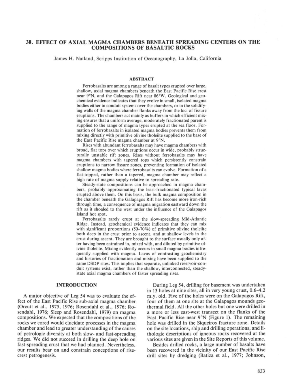 38. Effect of Axial Magma Chambers Beneath Spreading Centers on the Compositions of Basaltic Rocks