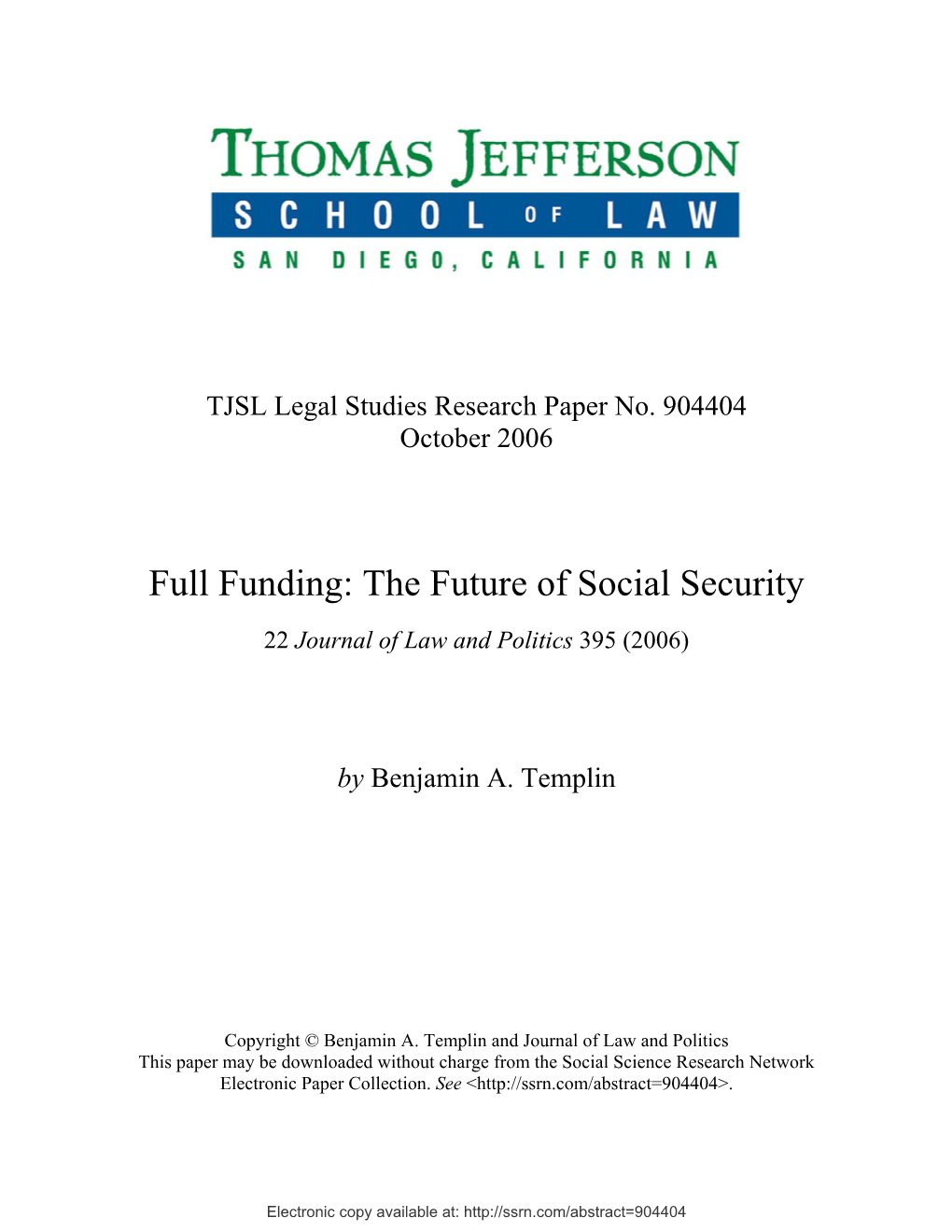 The Future of Social Security