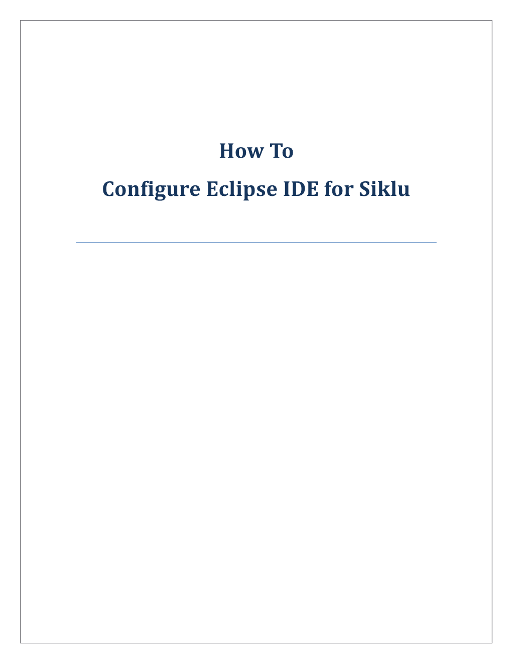 Configure Eclipse IDE for Siklu