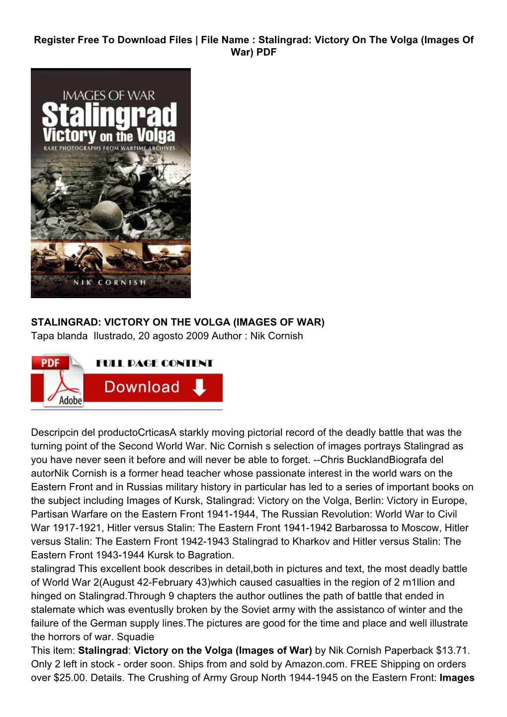 [MFH] Libro Free Stalingrad: Victory on the Volga