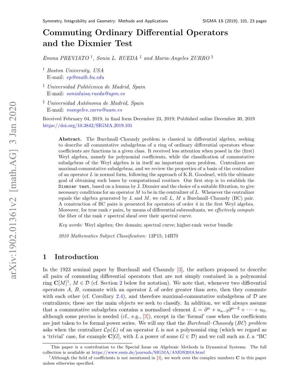 Commuting Ordinary Differential Operators and the Dixmier Test