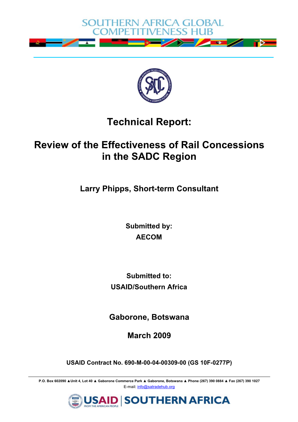 Review of the Effectiveness of Rail Concessions in the SADC Region