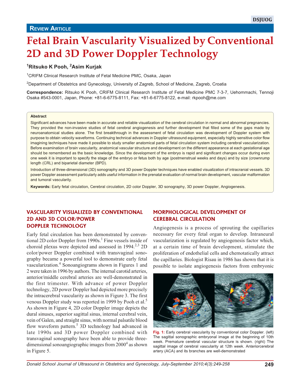 Fetal Brain Vascularity Visualized by Conventional 2D and 3D Power