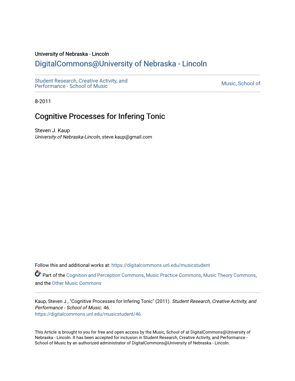 Cognitive Processes for Infering Tonic