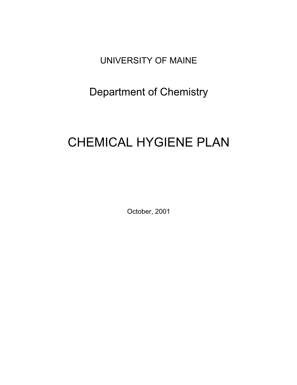 Chemistry Lab Hygiene Plan