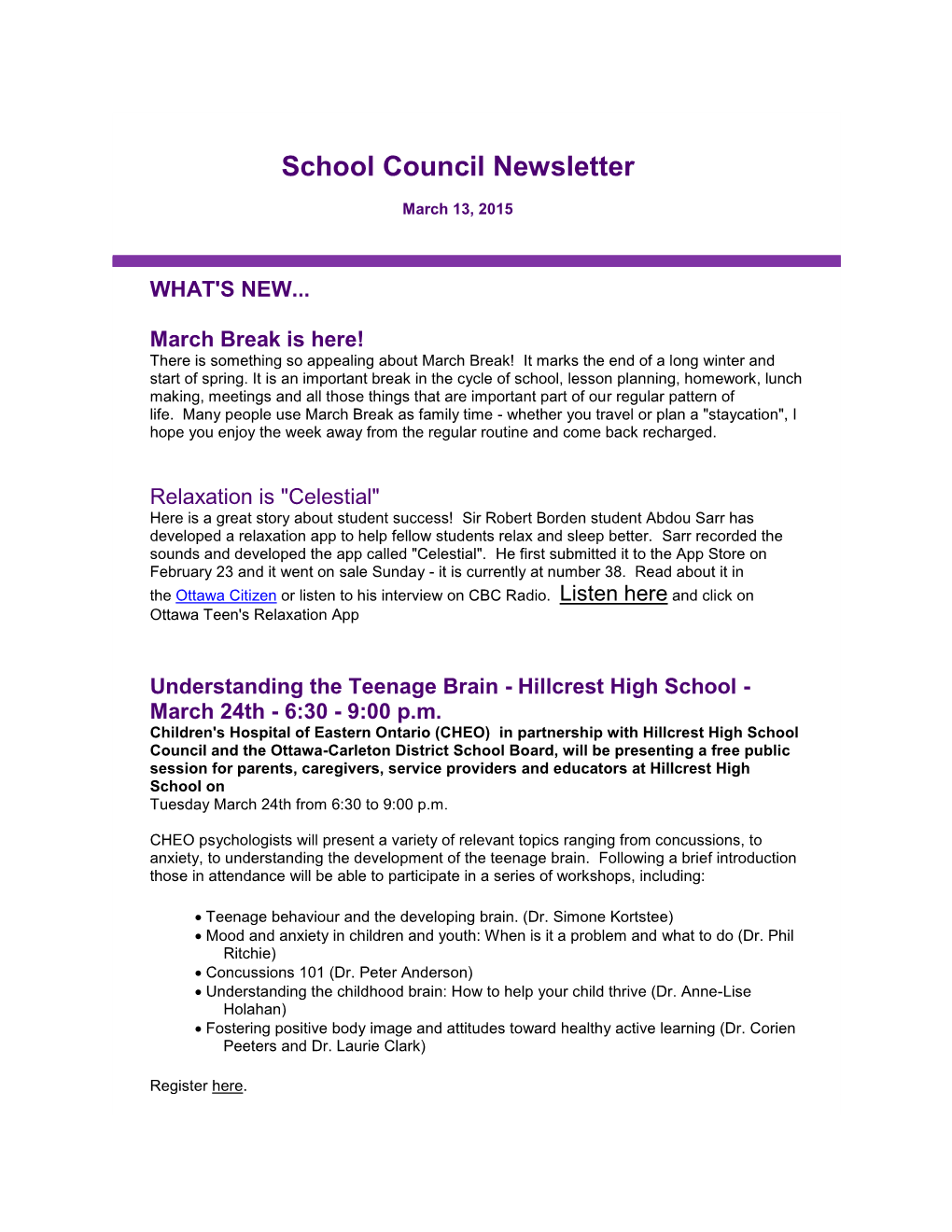 School Council Newsletter