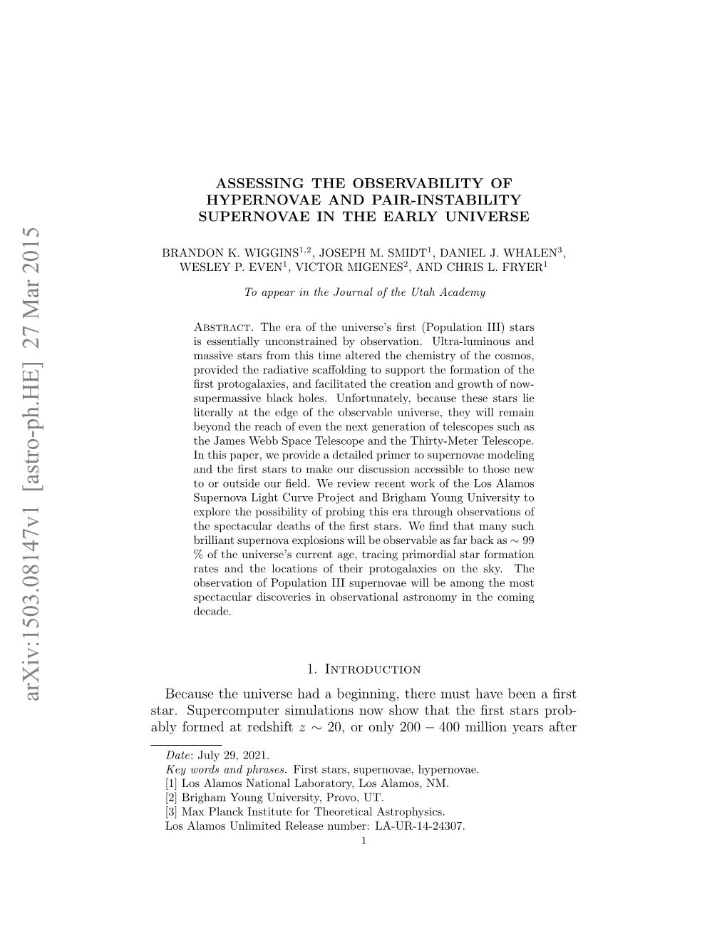 Assessing the Observability of Hypernovae and Pair-Instability Supernovae in the Early Universe