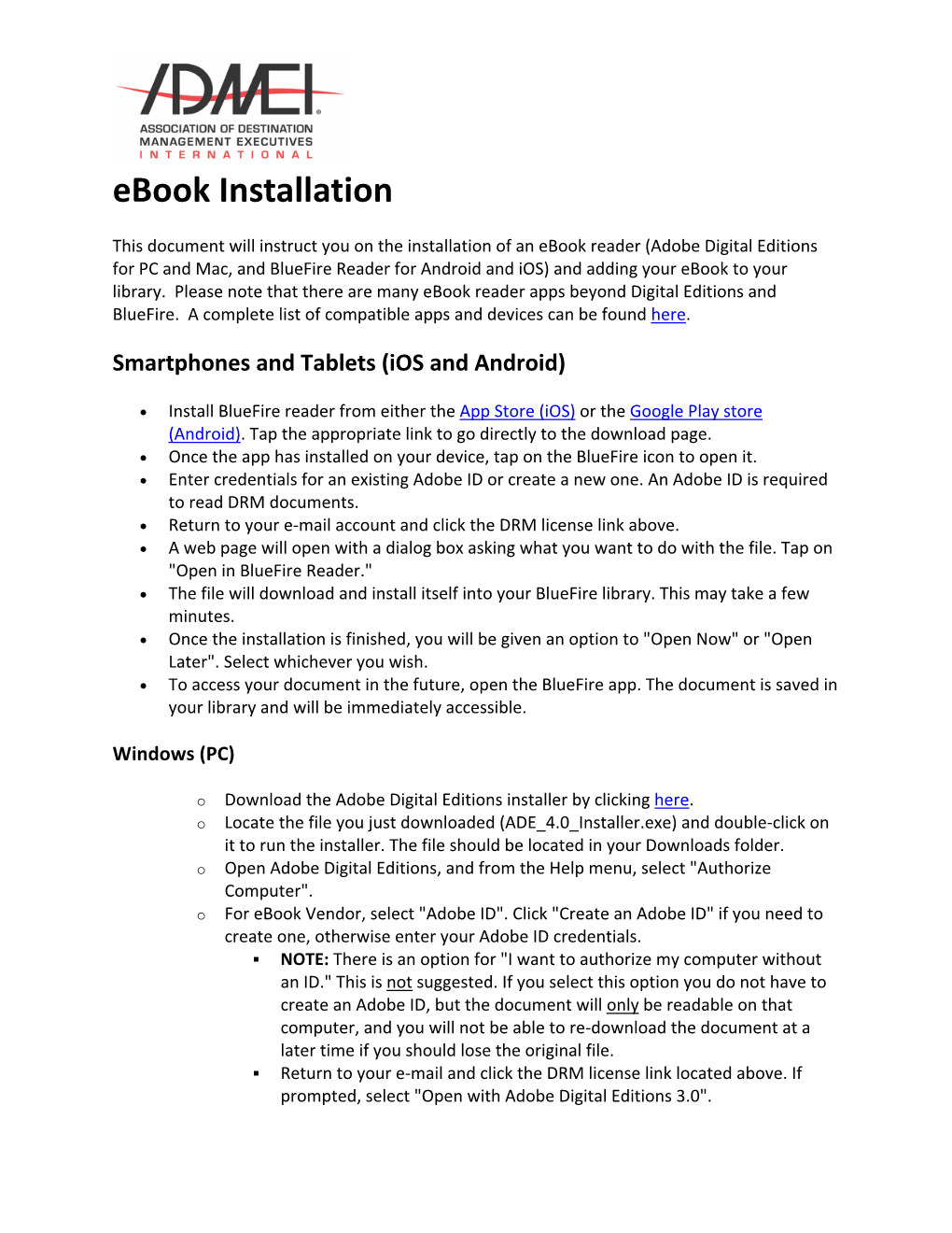 Ebook Installation