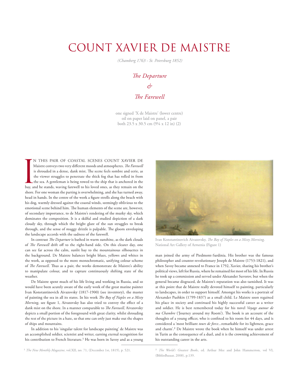 Count XAVIER DE MAISTRE