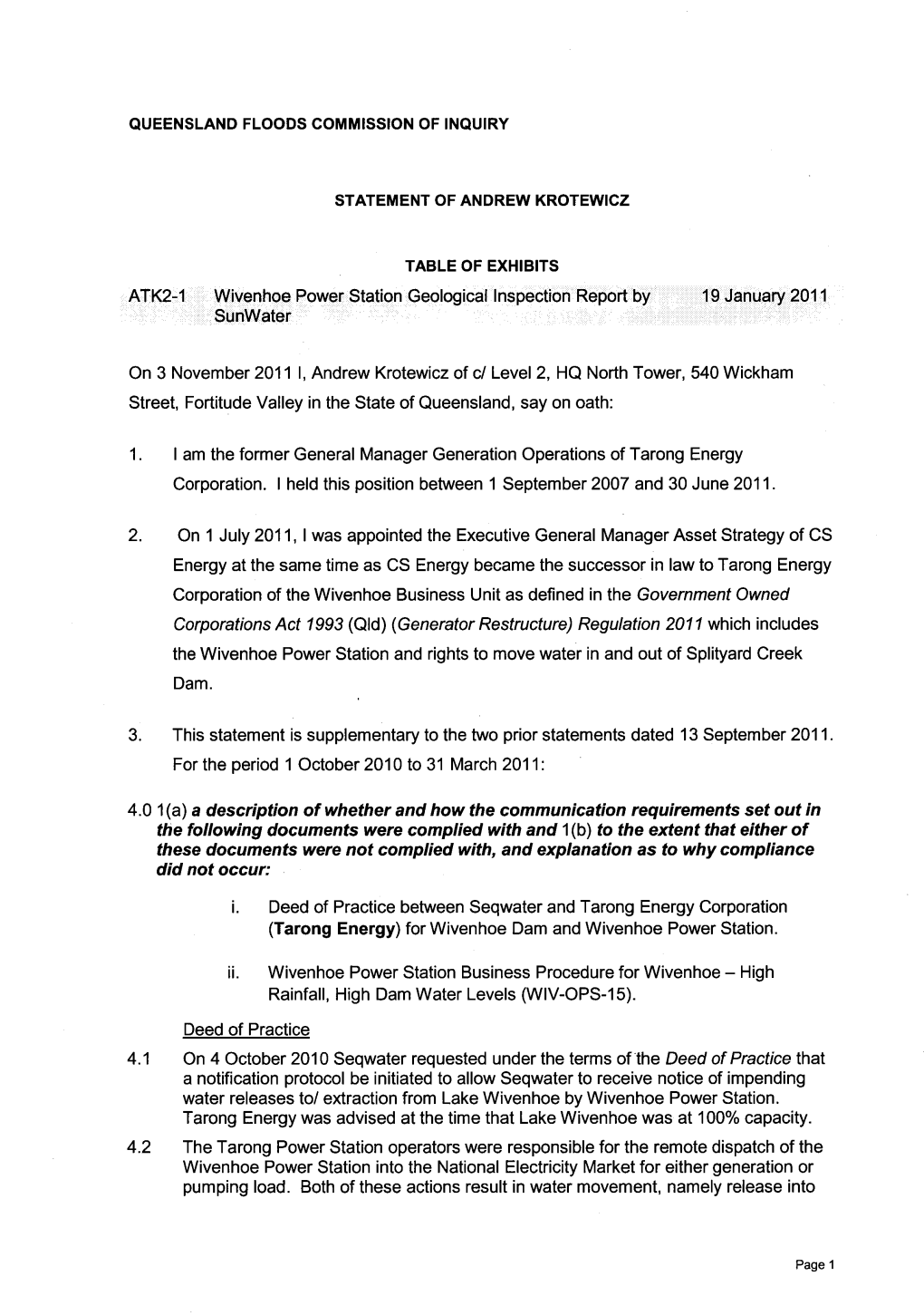 ATK2-1 Wivenhoe Power Station Geological Inspection Report by 19