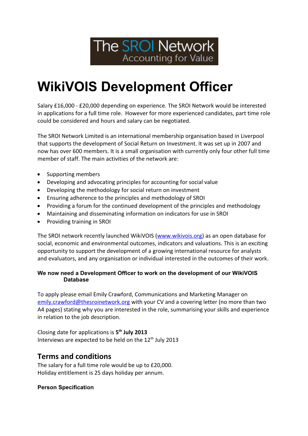 Wikivois Development Officer