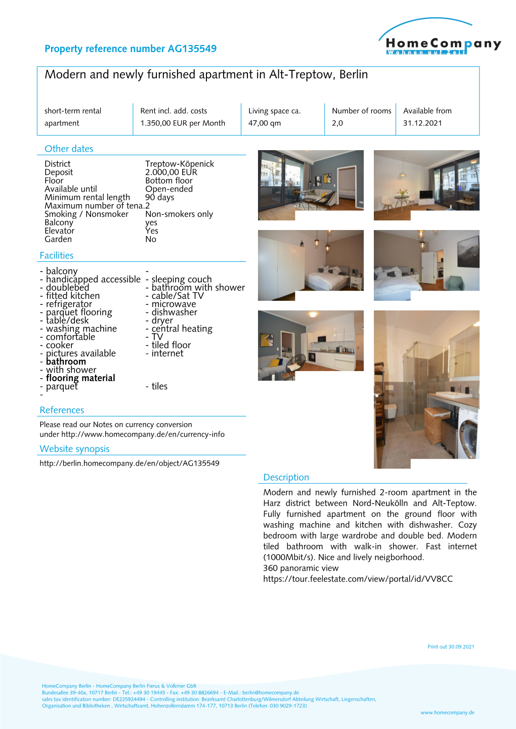 Modern and Newly Furnished Apartment in Alt-Treptow, Berlin