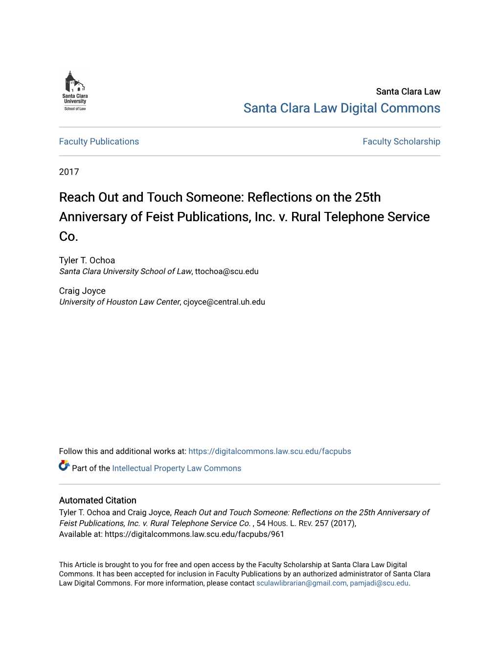 Reflections on the 25Th Anniversary of Feist Publications, Inc. V. Rural Telephone Service Co