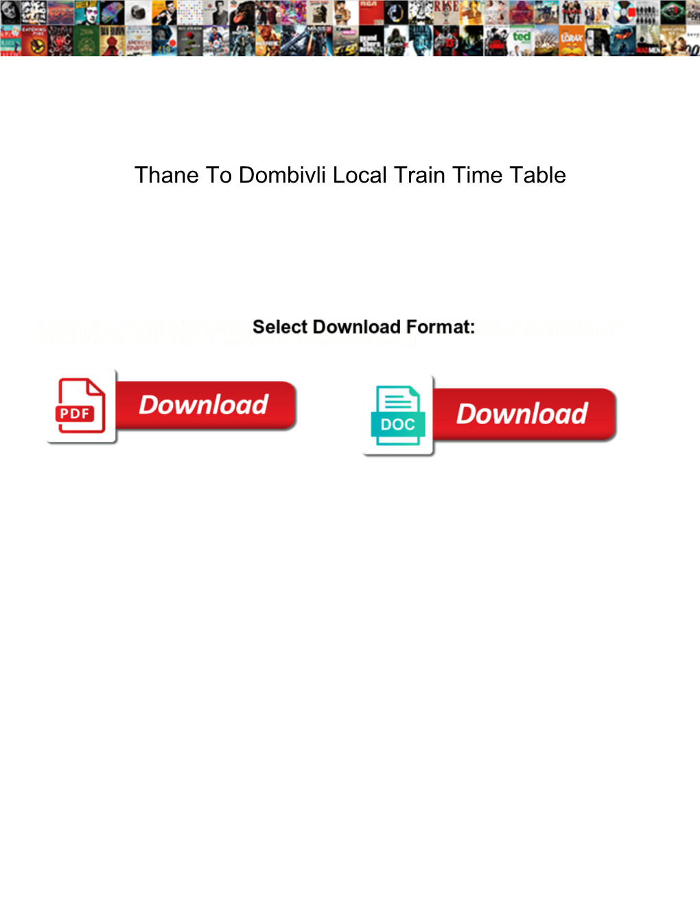 Thane to Dombivli Local Train Time Table