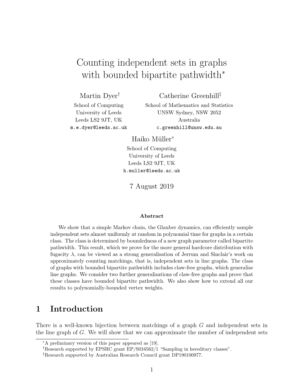 Counting Independent Sets in Graphs with Bounded Bipartite Pathwidth∗