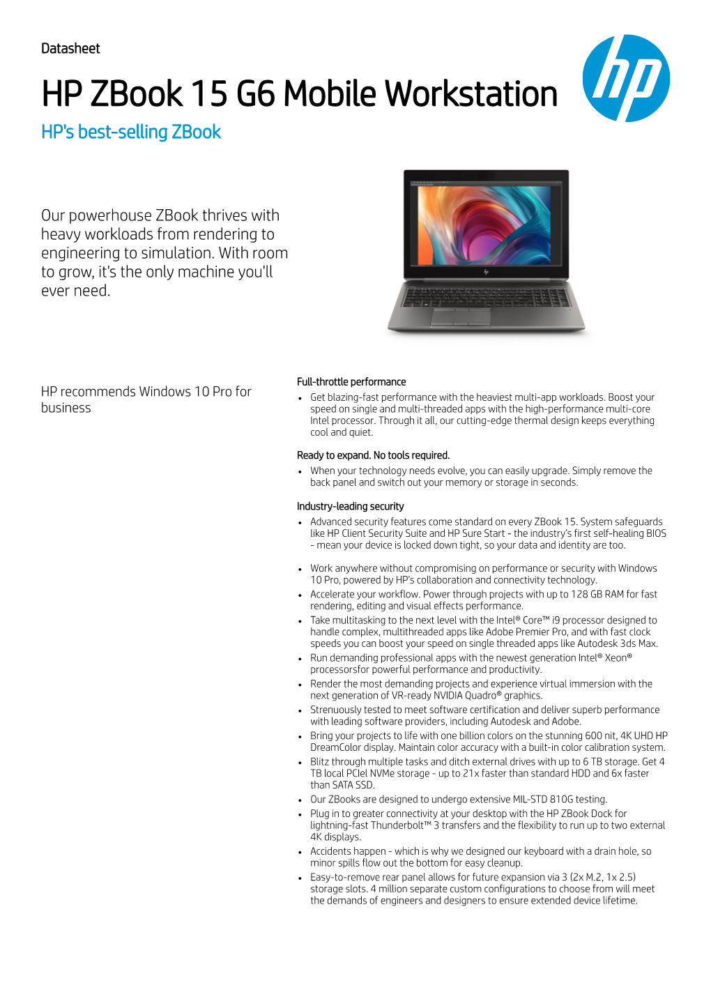 HP Zbook 15 G6 Mobile Workstation HP's Best-Selling Zbook