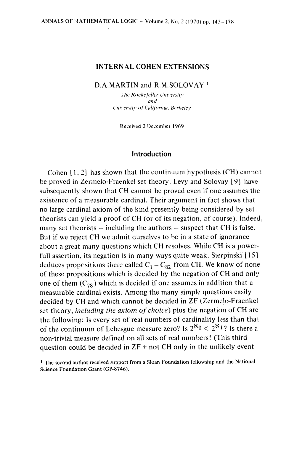 Set Theory, Including the Axiom of Choice) Plus the Negation of CH