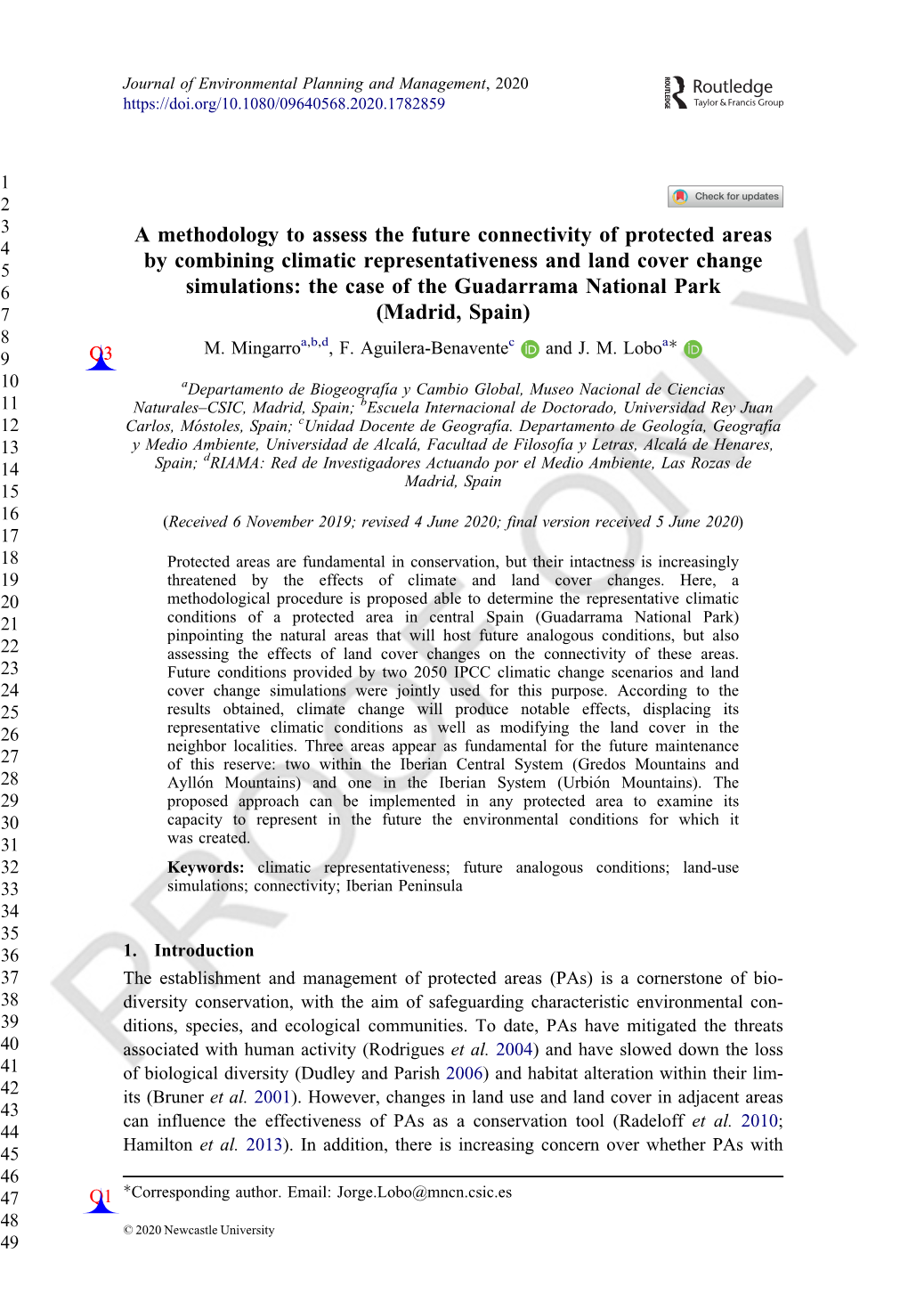 A Methodology to Assess the Future Connectivity of Protected Areas By