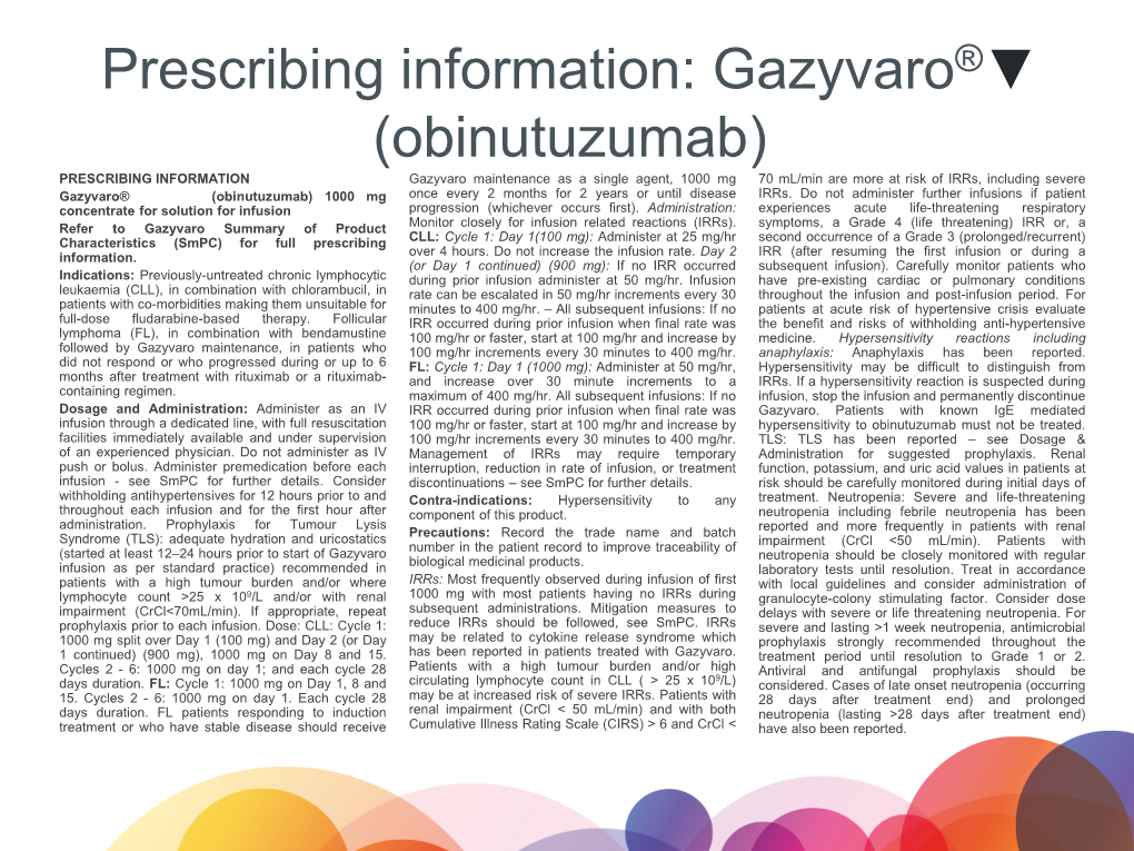 Prescribing Information: Gazyvaro® (Obinutuzumab)