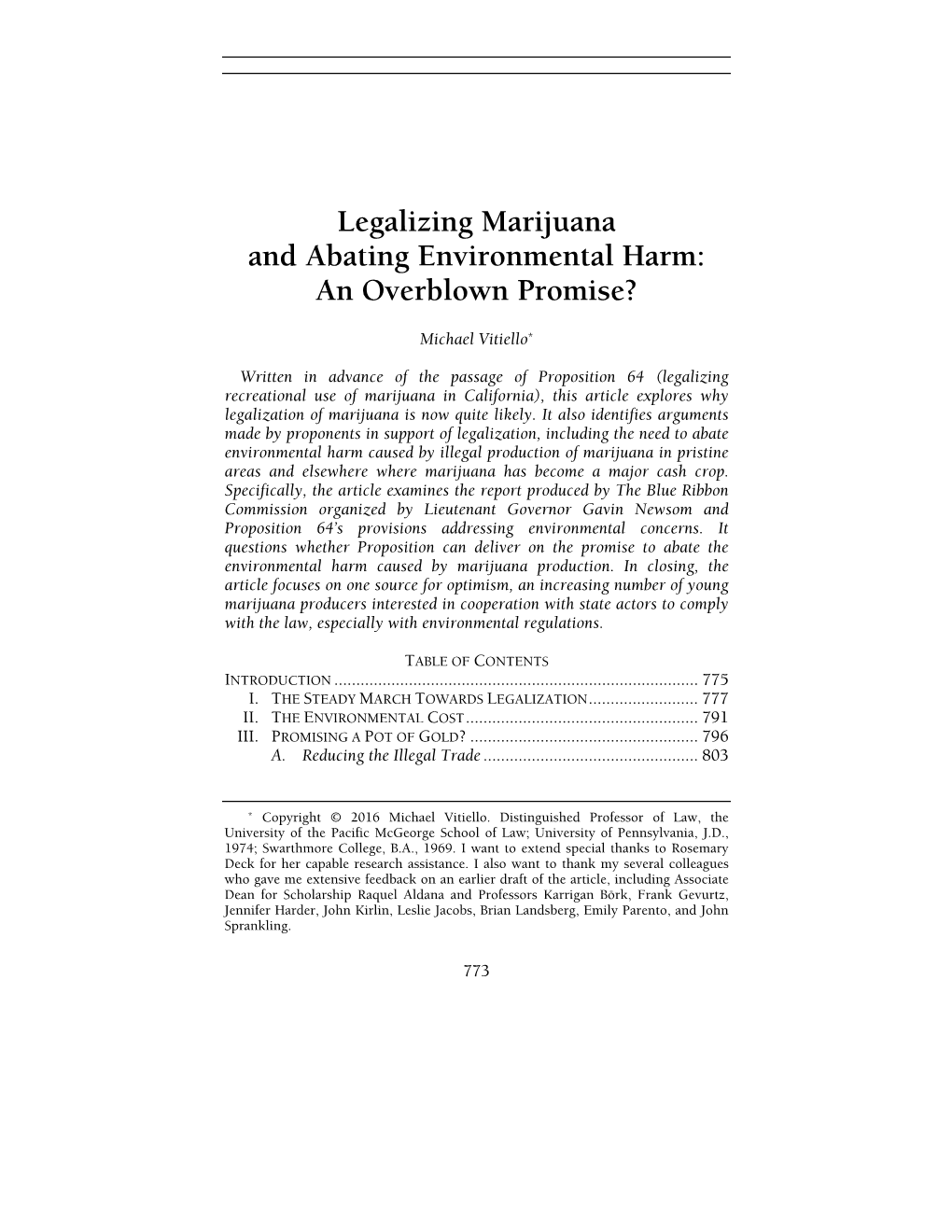 Legalizing Marijuana and Abating Environmental Harm: an Overblown Promise?