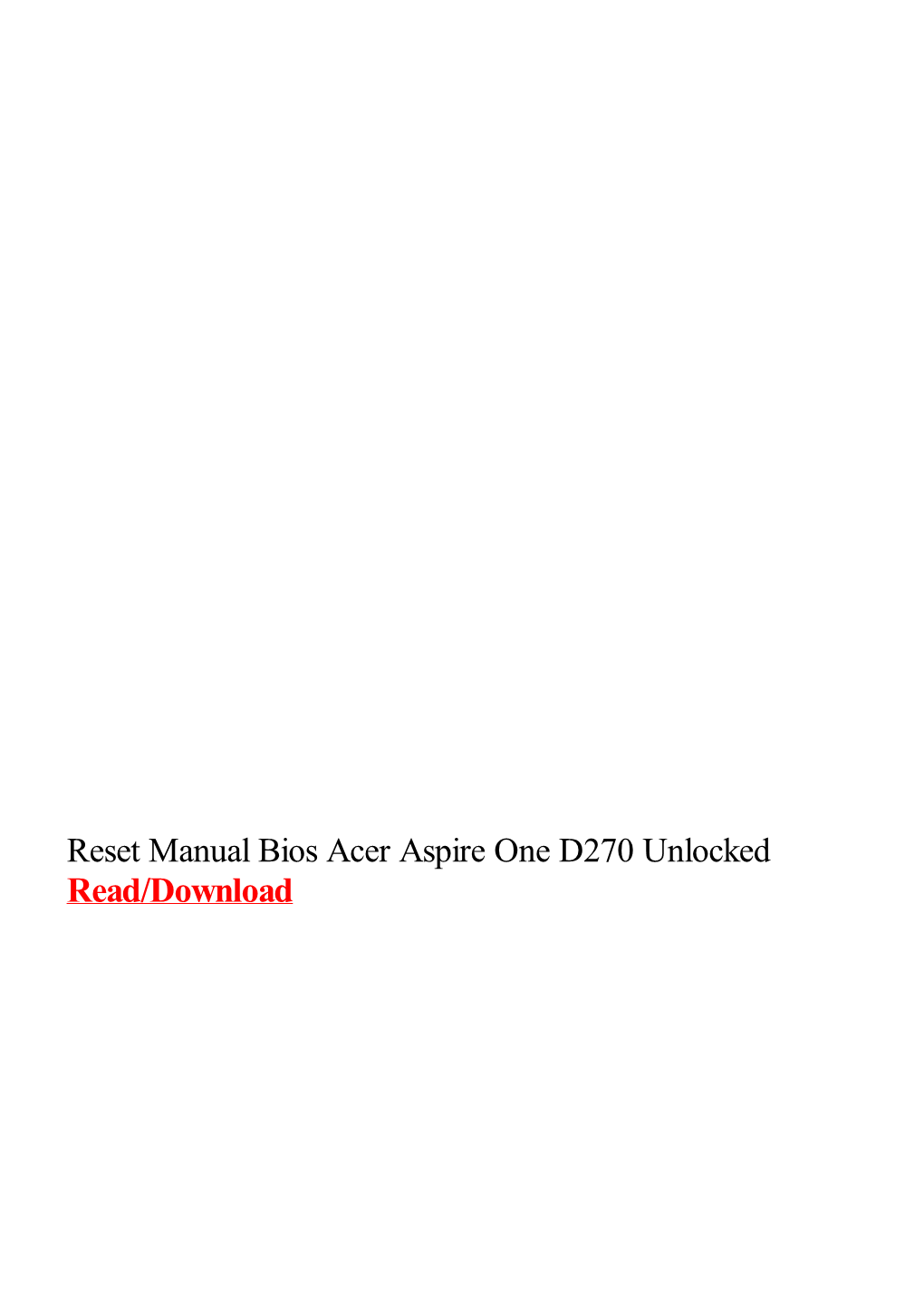 Reset Manual Bios Acer Aspire One D270 Unlocked.Pdf