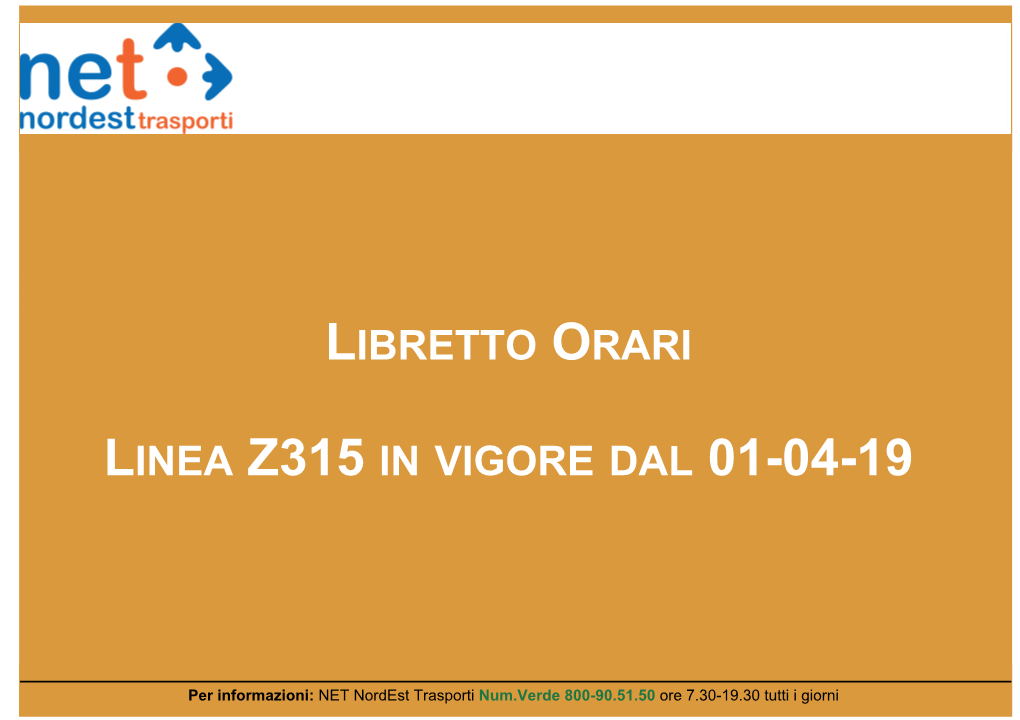 Libretto Orari Linea Z315 in Vigore Dal 01-04-19