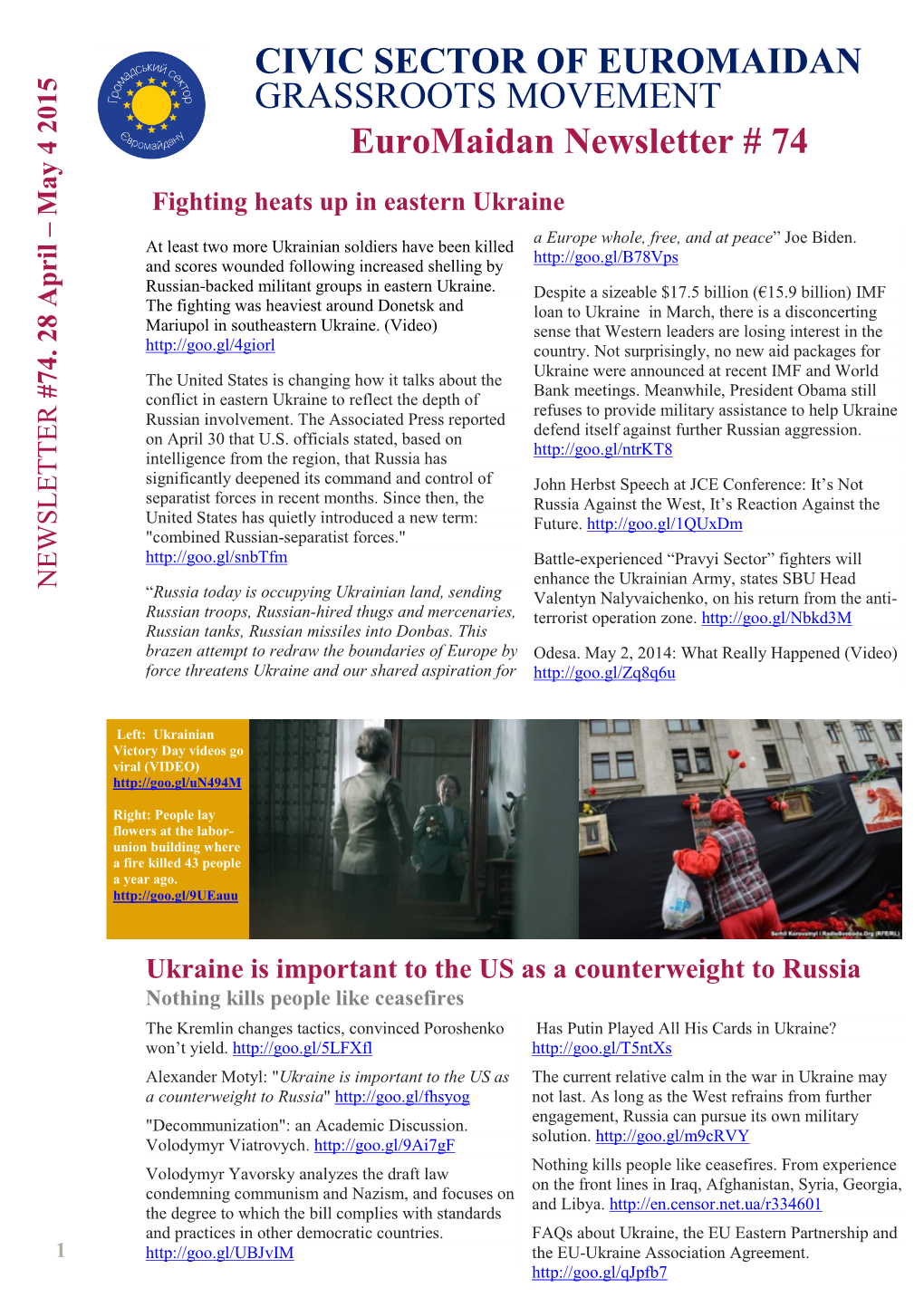 Euromaidan Newsletter # 74 CIVIC SECTOR OF