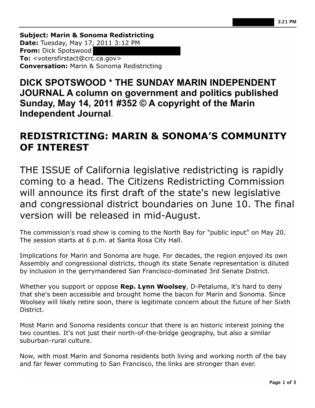 Marin & Sonoma Redistricting