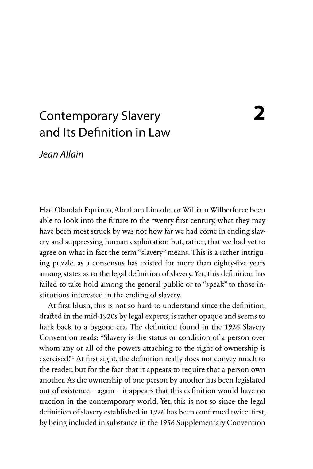 Contemporary Slavery and Its Definition In